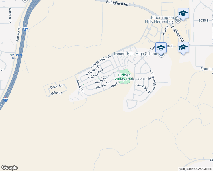 map of restaurants, bars, coffee shops, grocery stores, and more near 378 Nagano Drive in St. George