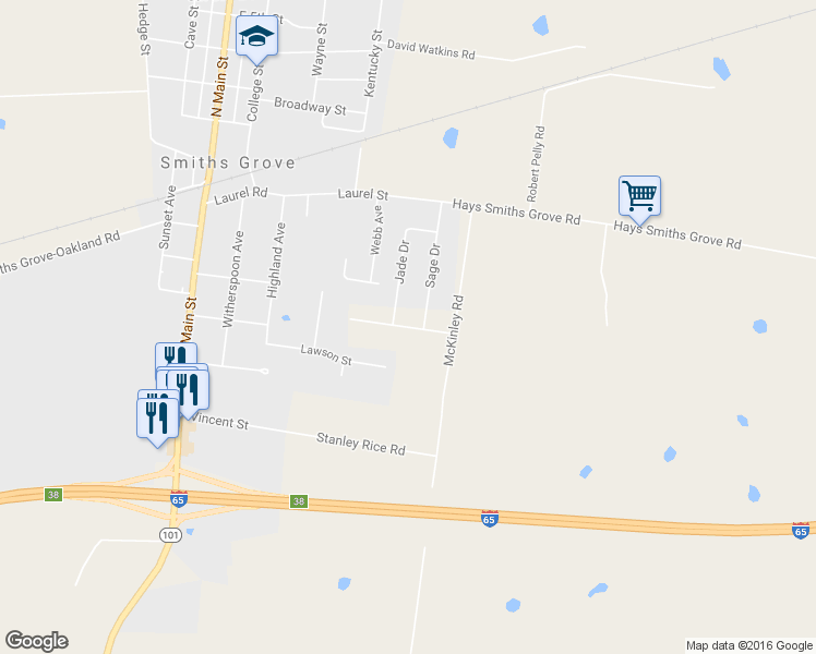 map of restaurants, bars, coffee shops, grocery stores, and more near Emerald Way in Smiths Grove