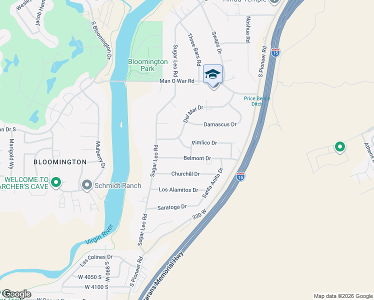 map of restaurants, bars, coffee shops, grocery stores, and more near 3570 South in St. George
