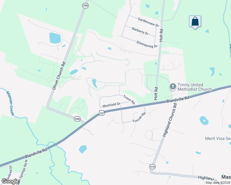 map of restaurants, bars, coffee shops, grocery stores, and more near 130-306 Troon Road in Paducah