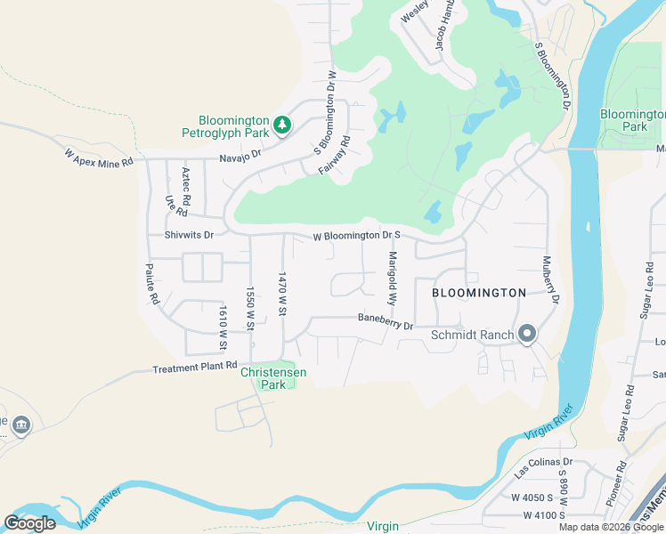 map of restaurants, bars, coffee shops, grocery stores, and more near 1287 West Bloomington Drive South in Saint George