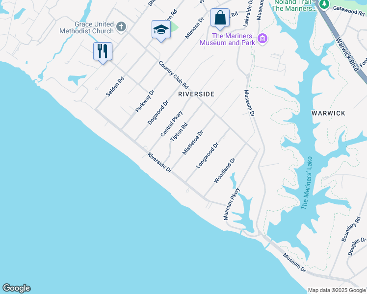 map of restaurants, bars, coffee shops, grocery stores, and more near 118 Tipton Road in Newport News