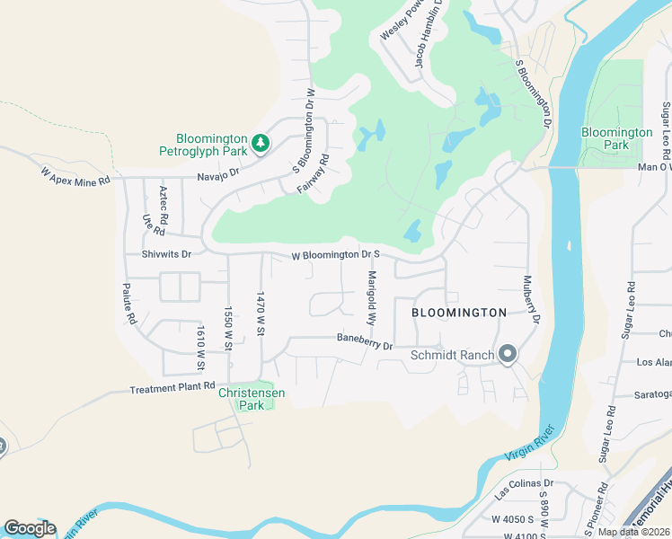 map of restaurants, bars, coffee shops, grocery stores, and more near 1305 West Bloomington Drive South in St. George