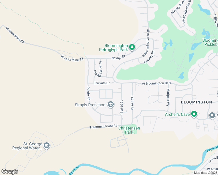 map of restaurants, bars, coffee shops, grocery stores, and more near 1638 3530 South Street in St. George