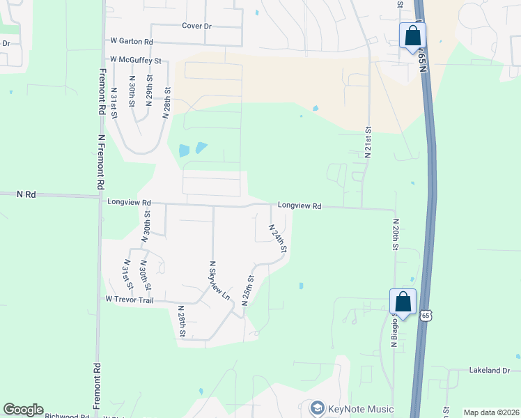 map of restaurants, bars, coffee shops, grocery stores, and more near 3004 North 25th Street in Ozark