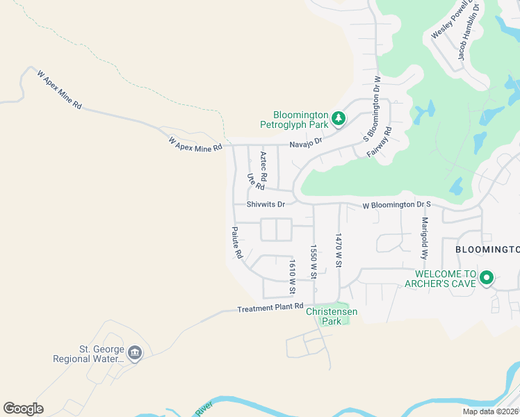 map of restaurants, bars, coffee shops, grocery stores, and more near 1707 Shivwits Drive in St. George