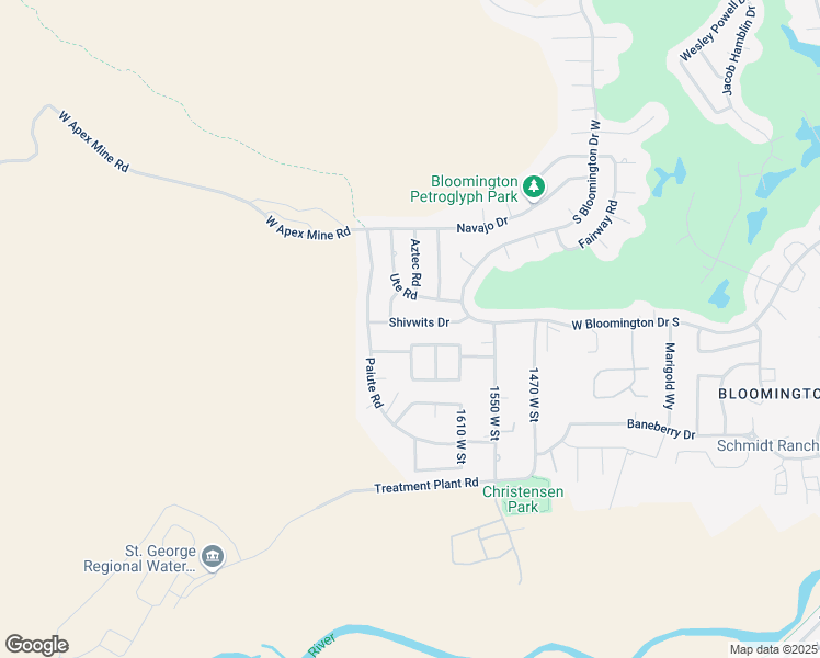 map of restaurants, bars, coffee shops, grocery stores, and more near 1707 Shivwits Drive in St. George