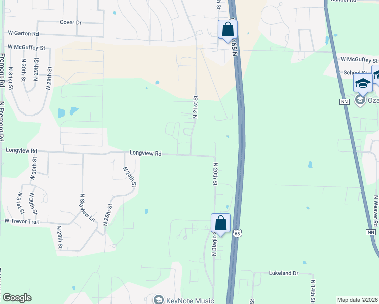 map of restaurants, bars, coffee shops, grocery stores, and more near 3207 North 21st Street in Ozark