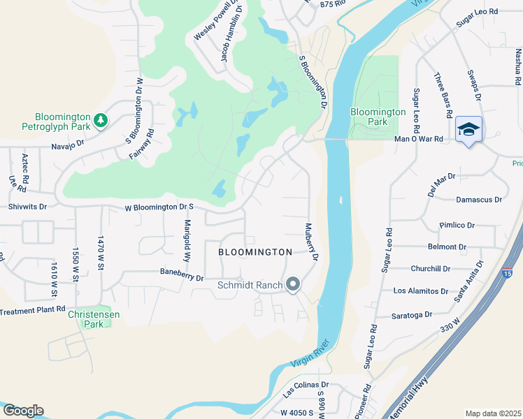 map of restaurants, bars, coffee shops, grocery stores, and more near 1045 W Bloomington Dr S in St George