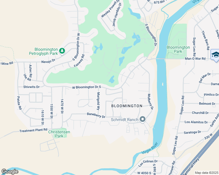 map of restaurants, bars, coffee shops, grocery stores, and more near 1144 West Bloomington Drive South in St. George