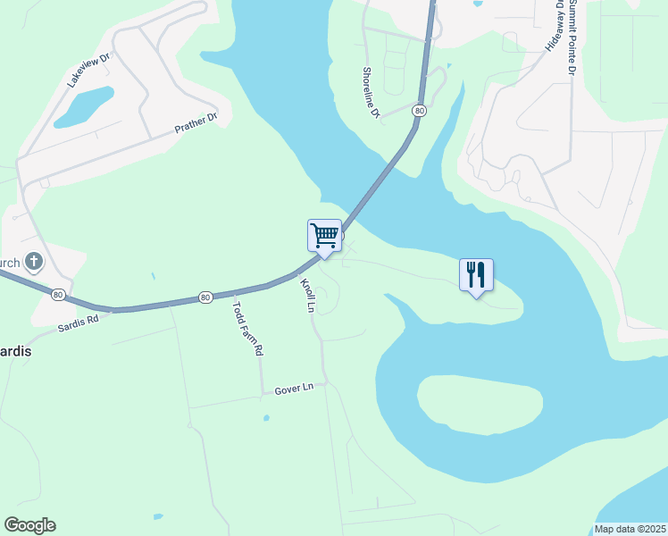 map of restaurants, bars, coffee shops, grocery stores, and more near 253-261 Lees Ford Dock Spur in Nancy