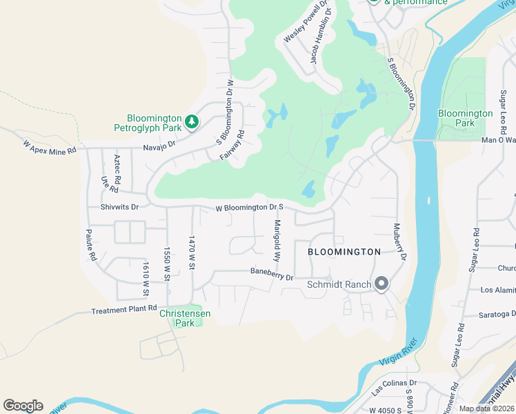 map of restaurants, bars, coffee shops, grocery stores, and more near West Bloomington Drive South in St. George