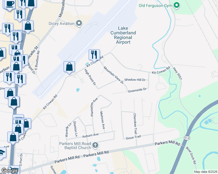 map of restaurants, bars, coffee shops, grocery stores, and more near Mountain View Drive in Somerset