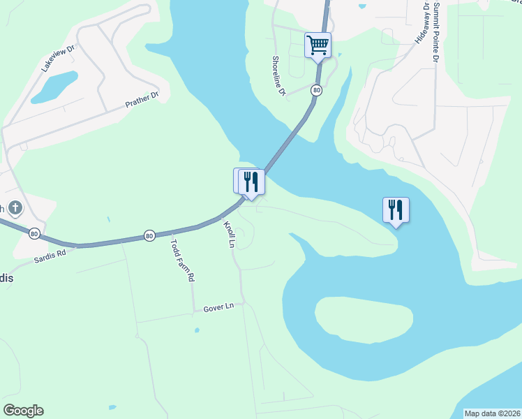 map of restaurants, bars, coffee shops, grocery stores, and more near 12 Lee's Ford Dock Road in Nancy