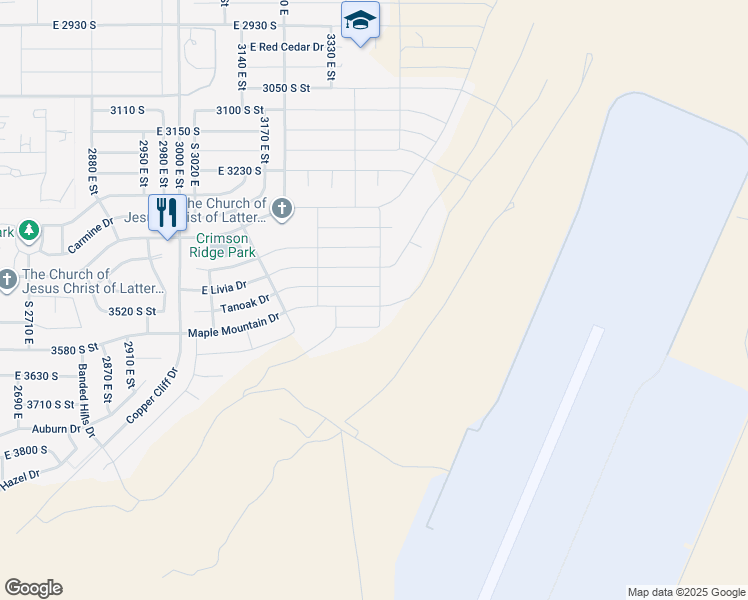 map of restaurants, bars, coffee shops, grocery stores, and more near 3397 Maple Mountain Drive in Washington