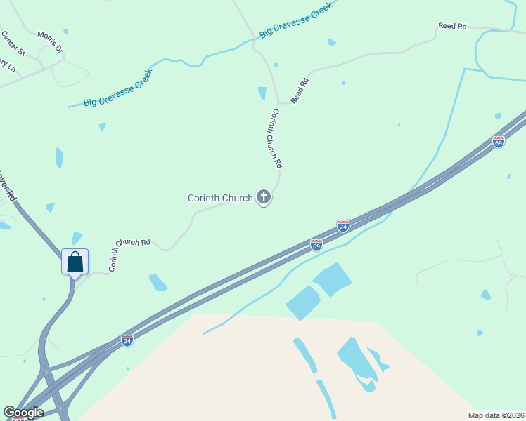 map of restaurants, bars, coffee shops, grocery stores, and more near 901 Corinth Church Road in Grand Rivers