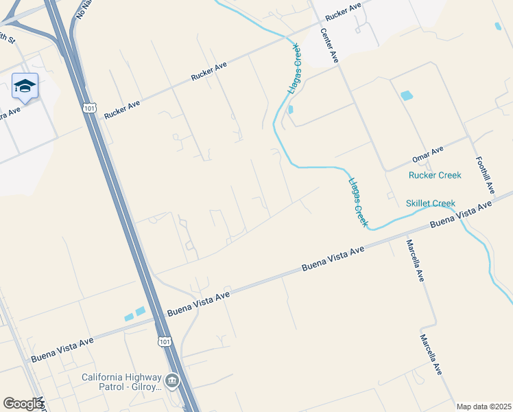 map of restaurants, bars, coffee shops, grocery stores, and more near 10200 Kelly Lane in Gilroy