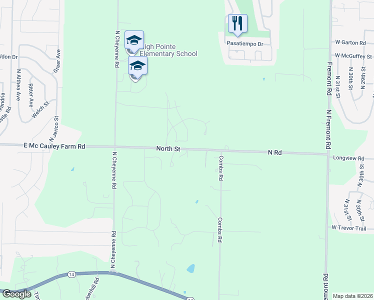 map of restaurants, bars, coffee shops, grocery stores, and more near 1380 North Street in Nixa