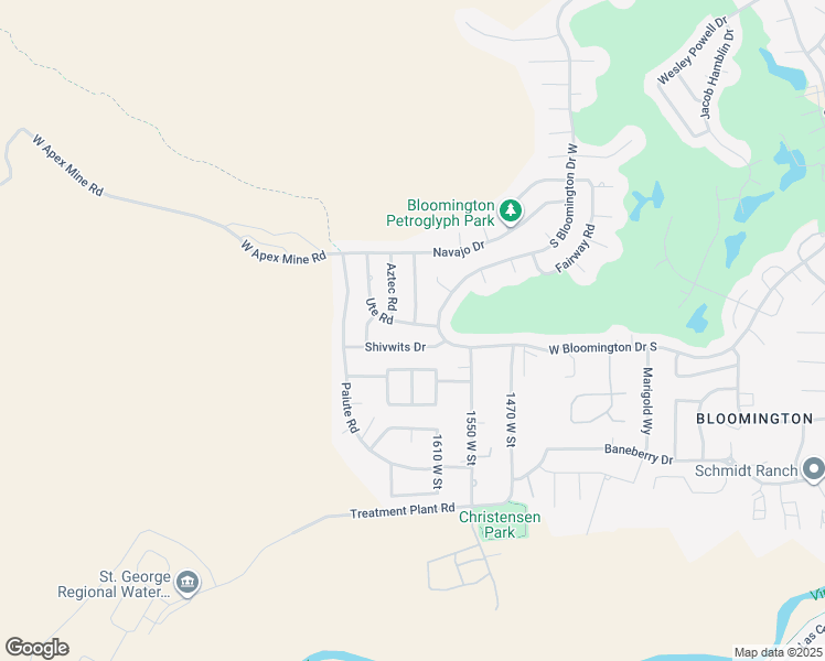 map of restaurants, bars, coffee shops, grocery stores, and more near 1657 Ute Road in St. George