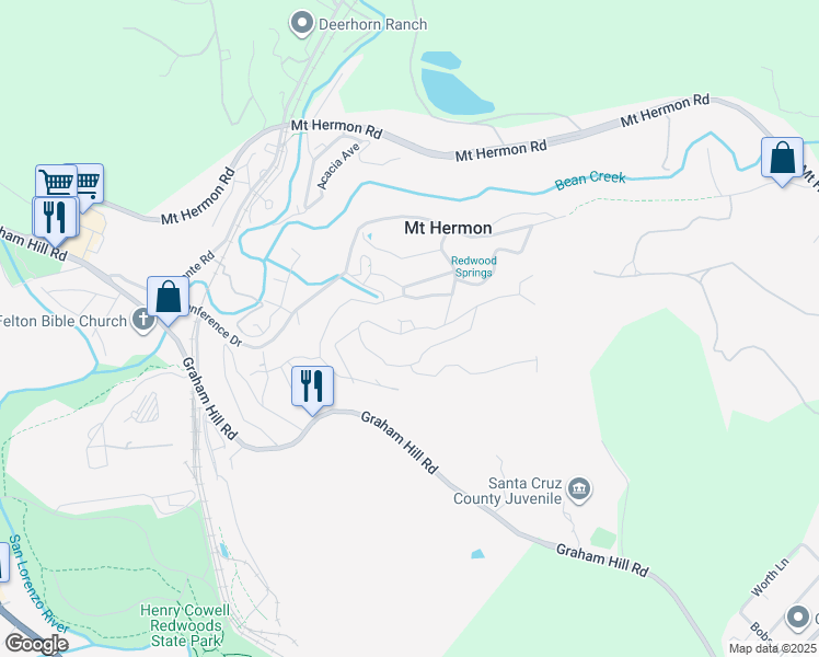 map of restaurants, bars, coffee shops, grocery stores, and more near 44 Pine Avenue in Mount Hermon