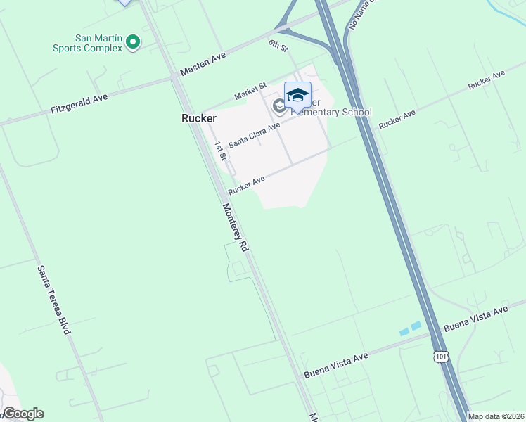 map of restaurants, bars, coffee shops, grocery stores, and more near 170 Rucker Ave in Gilroy