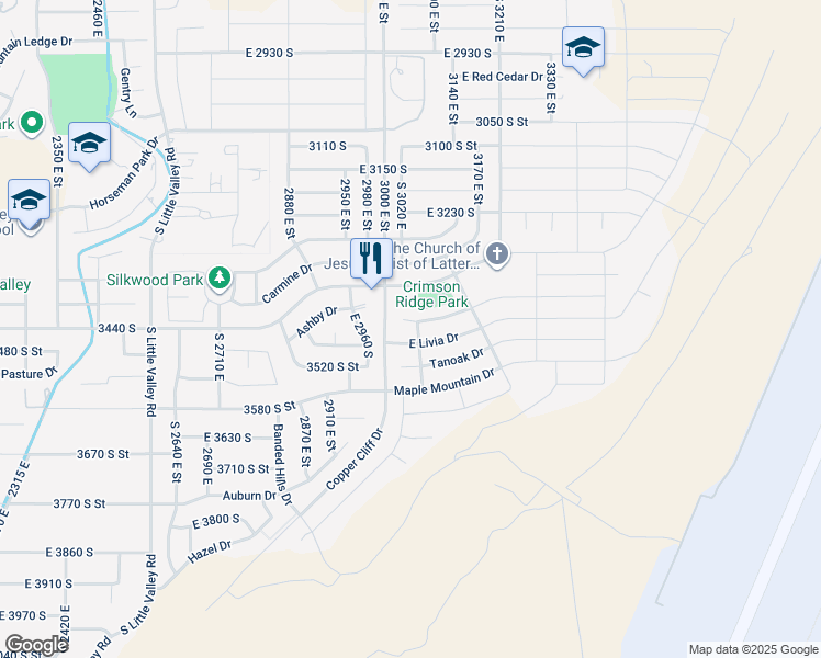map of restaurants, bars, coffee shops, grocery stores, and more near 3274 East Holly Circle in St. George