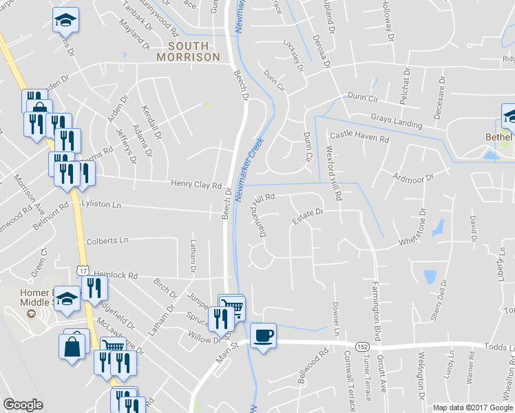 map of restaurants, bars, coffee shops, grocery stores, and more near 37 Diamond Hill Road in Hampton