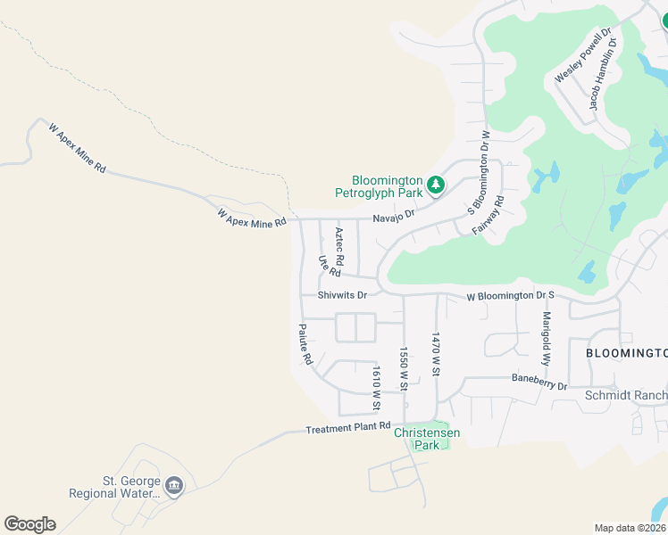 map of restaurants, bars, coffee shops, grocery stores, and more near 3434 Aztec Road in St. George