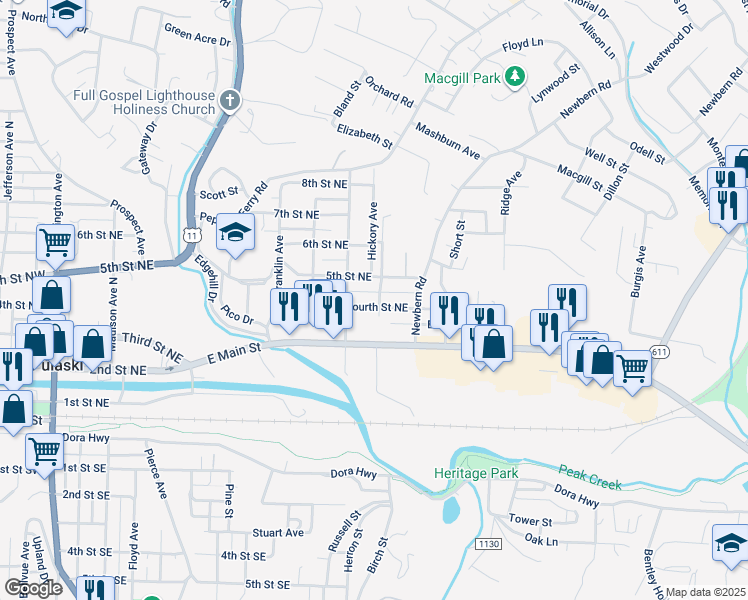 map of restaurants, bars, coffee shops, grocery stores, and more near 401-449 Lafayette Avenue in Pulaski