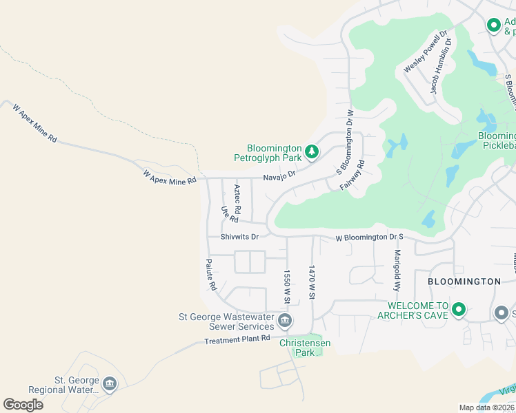map of restaurants, bars, coffee shops, grocery stores, and more near 3415 Comanche Road in St. George