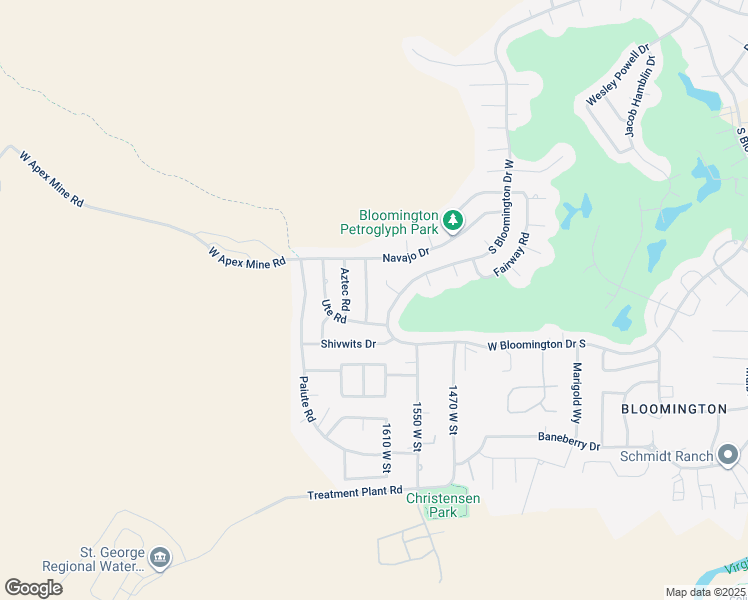map of restaurants, bars, coffee shops, grocery stores, and more near 3407 Comanche Road in St. George