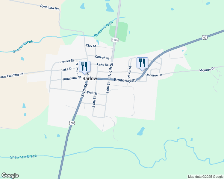 map of restaurants, bars, coffee shops, grocery stores, and more near Colony House Drive in Barlow