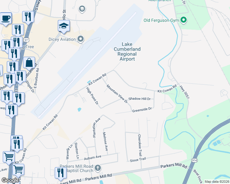 map of restaurants, bars, coffee shops, grocery stores, and more near Mountain View Drive in Somerset