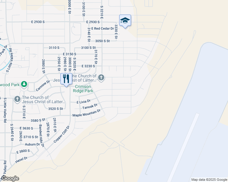 map of restaurants, bars, coffee shops, grocery stores, and more near 3274 East Holly Circle in St. George