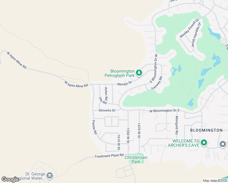 map of restaurants, bars, coffee shops, grocery stores, and more near 3335 Comanche Road in St. George