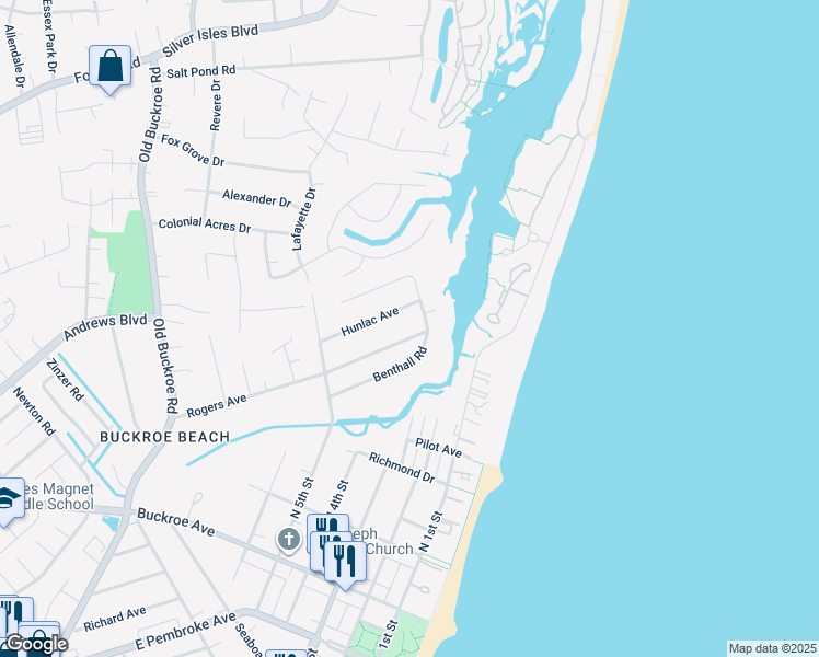 map of restaurants, bars, coffee shops, grocery stores, and more near 406 Rogers Ave in Hampton