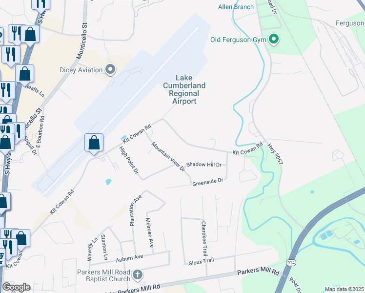 map of restaurants, bars, coffee shops, grocery stores, and more near 1439 Kit Cowan Road in Somerset