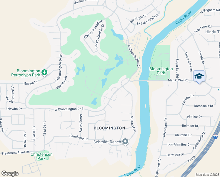map of restaurants, bars, coffee shops, grocery stores, and more near 1014 West Bloomington Drive South in St. George