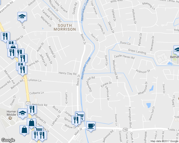map of restaurants, bars, coffee shops, grocery stores, and more near 7 Enscore Court in Hampton