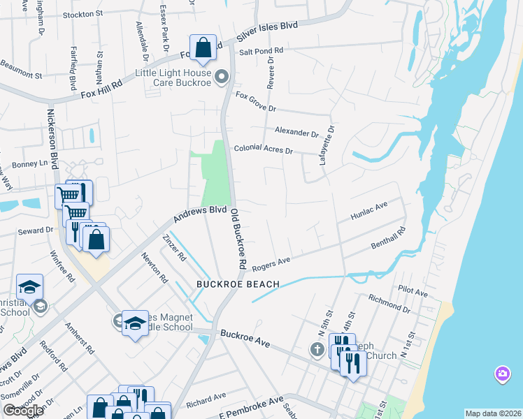 map of restaurants, bars, coffee shops, grocery stores, and more near 10 Easthill Court in Hampton