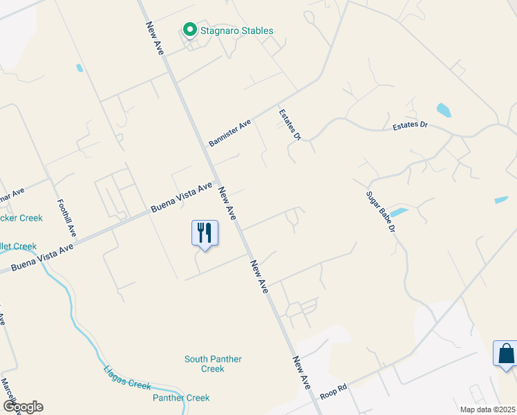 map of restaurants, bars, coffee shops, grocery stores, and more near 9900 Walter Welsher Court in Gilroy