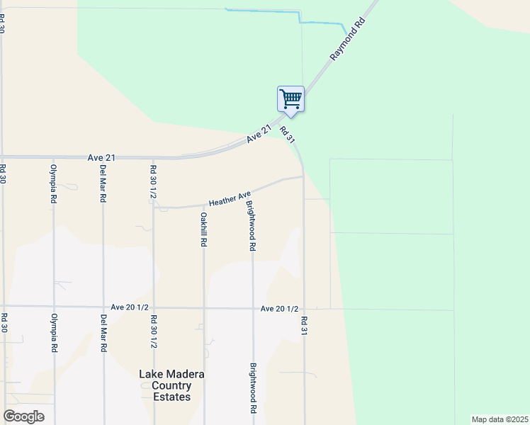map of restaurants, bars, coffee shops, grocery stores, and more near 31341 Brightwood Road in Madera