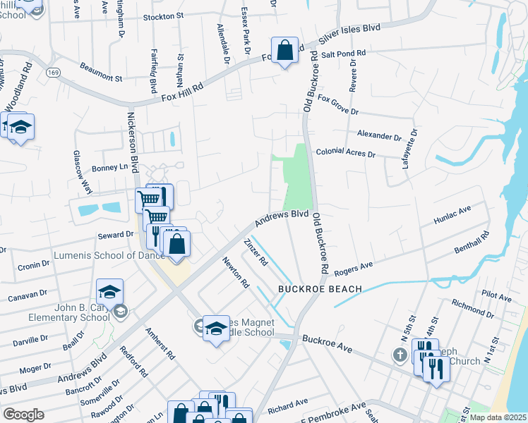 map of restaurants, bars, coffee shops, grocery stores, and more near 15 Franktown Road in Hampton