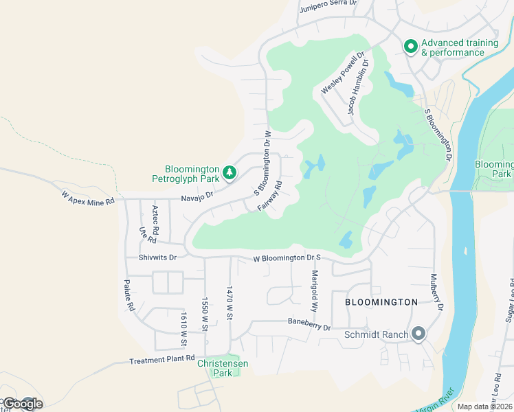 map of restaurants, bars, coffee shops, grocery stores, and more near 3331 South Bloomington Drive West in St. George
