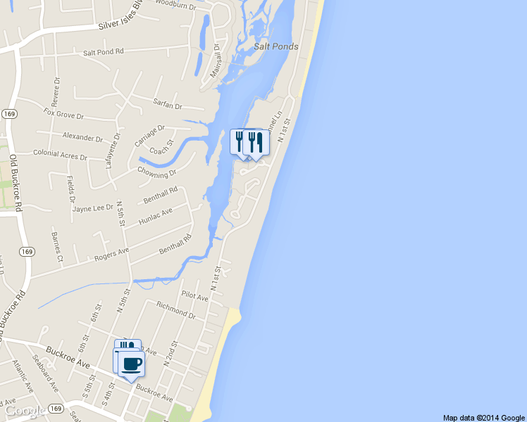 map of restaurants, bars, coffee shops, grocery stores, and more near 766 North 1st Street in Hampton