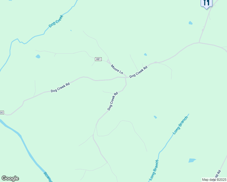 map of restaurants, bars, coffee shops, grocery stores, and more near 1575 Dog Creek Road in Brookneal