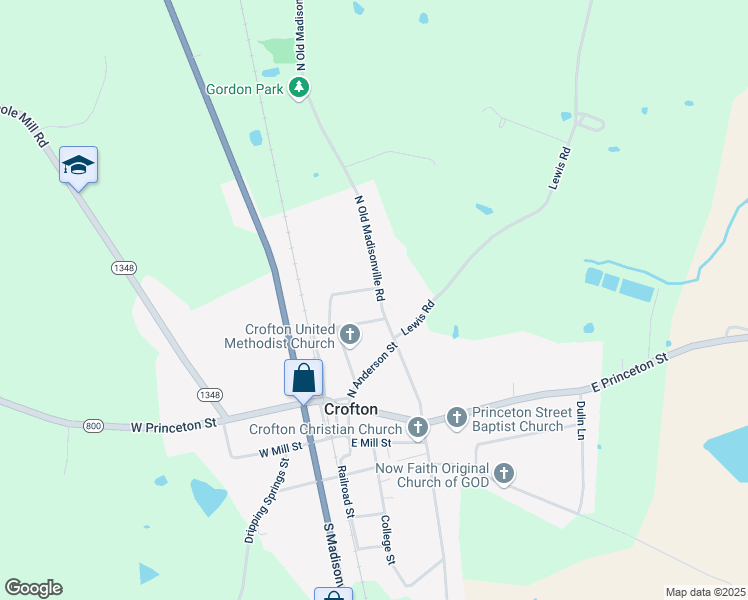 map of restaurants, bars, coffee shops, grocery stores, and more near 181 North Old Madisonville Street in Crofton