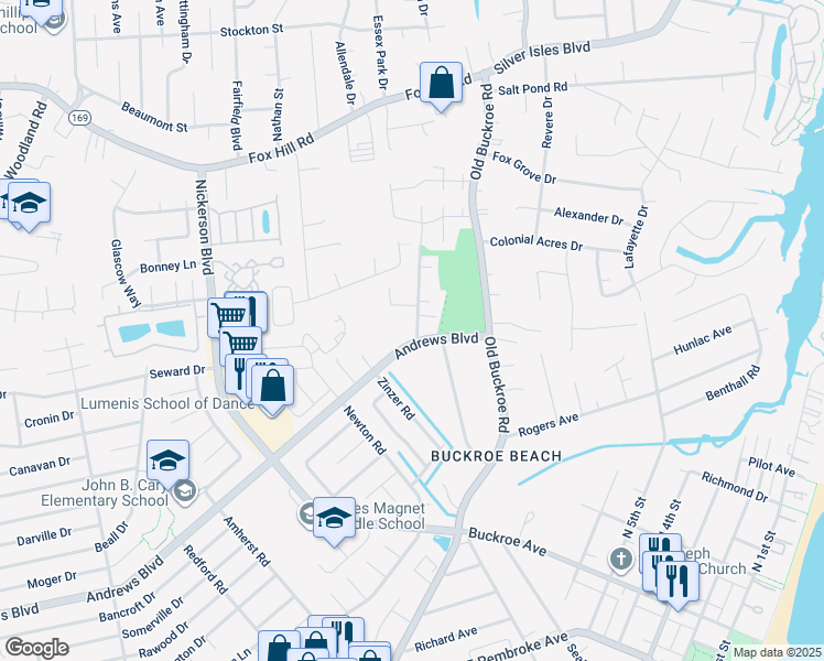 map of restaurants, bars, coffee shops, grocery stores, and more near 15 Franktown Road in Hampton