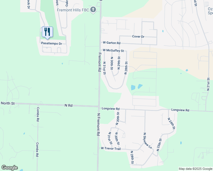 map of restaurants, bars, coffee shops, grocery stores, and more near 3301 North 31st Street in Ozark