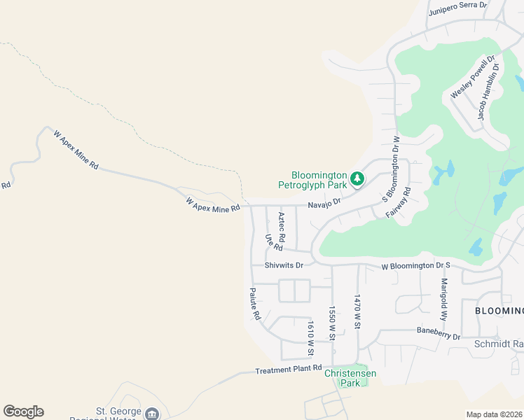 map of restaurants, bars, coffee shops, grocery stores, and more near 3334 Ute Road in St. George